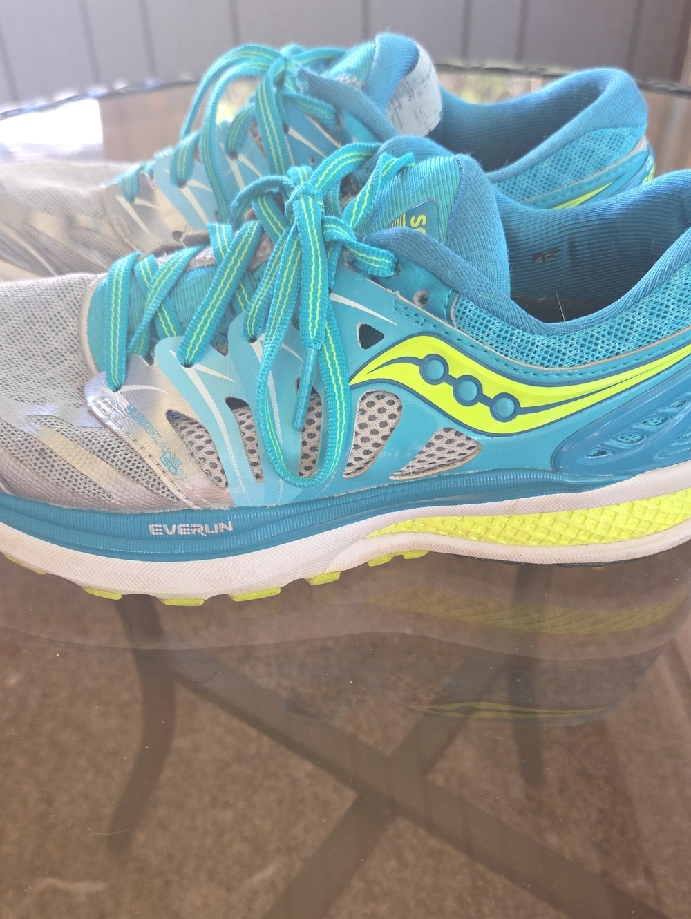 Saucony Women's Turquoise and Neon Yellow Running Sneakers